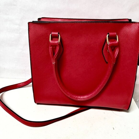 Bold Red Crossbody Bag Satchel Handbag Pocketbook Square Messenger Academia EUC - Picture 5 of 9